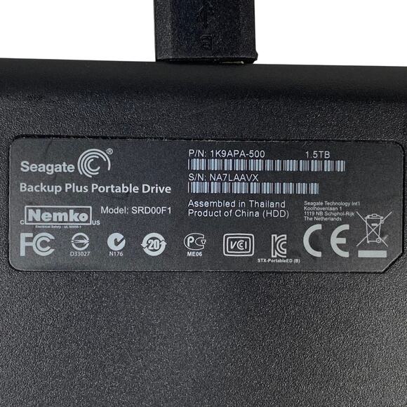 Seagate Backup Plus Portable External Hard Drive 1.5TB Model SRD00F1 Tested - Picture 3 of 5